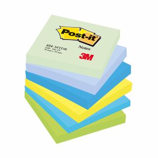 Notite adezive Post-it, 76 x 76 mm, 100 file, 6 bucati set, nuante neon de verde, albastru, galben