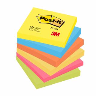 Notite adezive, Post-it, 76 x 76 mm, multicolor, neon, 100 file, 6 bucati set