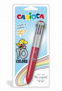 Pix cu 10 culori, corp gri color, blister, CARIOCA