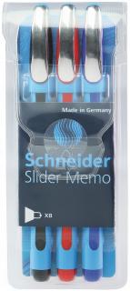 Pix SCHNEIDER Slider Memo XB, rubber grip, accesorii metalice, 3 culori set - (N, R, A)