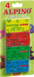 Plastilina standard, 4 culori x 50 grame blister, ALPINO