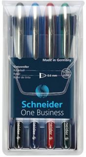 Roller cu cerneala SCHNEIDER One Business, ball point 0.6mm, 4 culori set - (N,R,A,V)