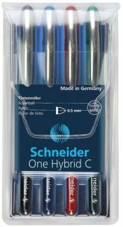 Roller cu cerneala SCHNEIDER One Hybrid C, ball point 0.5mm, 4 culori set - (N,R,A,V)