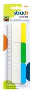 Stick index plastic transp. cu margine color 37 x 50 mm, 3 x 10file set, Stick  n - 3 culori neon