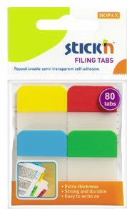 Stick index plastic transp. cu margine color 38 x 25 mm, 4 x 20 file set, Stick  n - 4 culori neon