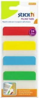 Stick index plastic transp. cu margine color 38 x 51 mm, 4 x 20 file set, Stick  n - 4 culori neon