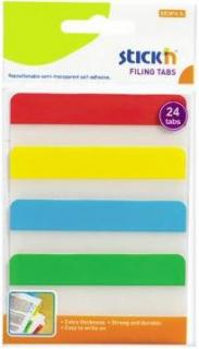 Stick index plastic transp. cu margine color 38 x 76 mm, 4 x 20 file set, Stick  n - 4 culori neon