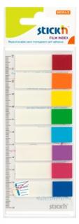 Stick index plastic transparent color 45 x 12 mm, 8 x 15 file set, Stick  n - 8 culori transp. neon