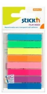 Stick index plastic transparent color 45 x 8 mm, 8 x 20 file set, Stick  n - 8 culori neon