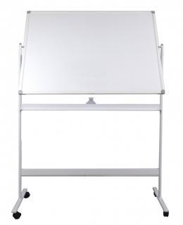 Tabla alba magnetica, dubla fata, rotativa, 120 x 180 cm, pe stand mobil, profil aluminiu, Optima