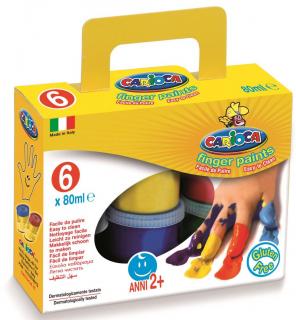 Tempera lavabila, pentru pictura cu mana, 6 culori x 80ml set, CARIOCA Finger Paint