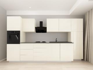 Blanca 1 MDF Crem Lucios - Set Mobila Bucatarie Modulara Moderna MDF 3.6m Premium Configurabila Deschidere Prin Apasare Fara Manere Push to Open Design Personalizabil