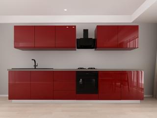 Blanca 5 MDF Bordo Lucios - Set Mobila Bucatarie Modulara Moderna MDF 3.6m Premium Configurabila deschidere prin apasare Fara Manere Push to Open design personalizabil - Hulgo Mobili