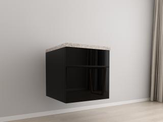 Corp Inferior 60 Adancime 57 cu 1 Usa - Evora MDF Negru Lucios   Modul Bucatarie Suspendat Premium Configurabil - Hulgo Mobili