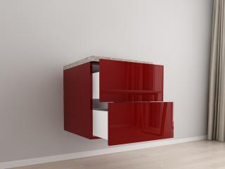 Corp Inferior 60 Adancime 57 cu 2 Sertare - Evora MDF Bordo Lucios   Modul Bucatarie Suspendat Premium Configurabil - Hulgo Mobili