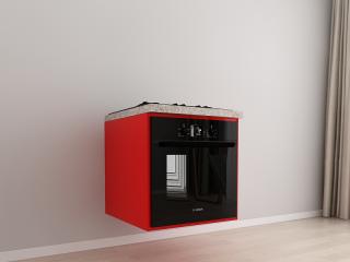 Corp Inferior 60 Adancime 57 pentru Cuptor Incorporabil - Evora MDF Rosu Lucios   Modul Bucatarie Suspendat Premium Configurabil - Hulgo Mobili