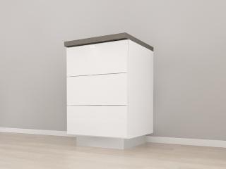 Corp Inferior 60 cu 3 Sertare MDF Alb Lucios - Blanca   Modul de Bucatarie Premium Configurabil - Hulgo Mobili