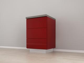 Corp Inferior 60 cu 3 Sertare MDF Bordo Lucios - Blanca   Modul de Bucatarie Premium Configurabil - Hulgo Mobili