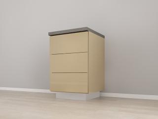 Corp Inferior 60 cu 3 Sertare MDF Cappuccino Lucios - Blanca   Modul de Bucatarie Premium Configurabil - Hulgo Mobili