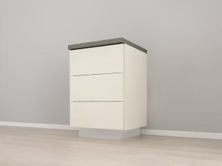 Corp Inferior 60 cu 3 Sertare MDF Crem Lucios - Blanca   Modul de Bucatarie Premium Configurabil - Hulgo Mobili