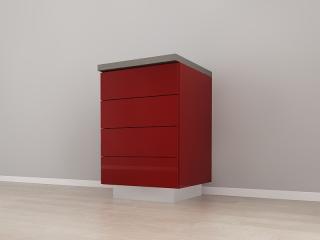 Corp Inferior 60 cu 4 Sertare MDF Bordo Lucios - Blanca   Modul de Bucatarie Premium Configurabil - Hulgo Mobili