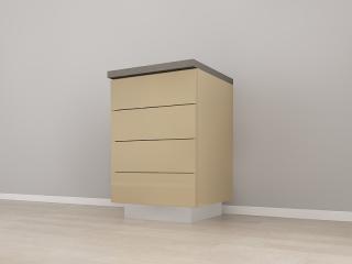 Corp Inferior 60 cu 4 Sertare MDF Cappuccino Lucios - Blanca   Modul de Bucatarie Premium Configurabil - Hulgo Mobili