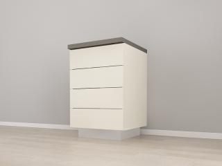 Corp Inferior 60 cu 4 Sertare MDF Crem Lucios - Blanca   Modul de Bucatarie Premium Configurabil - Hulgo Mobili