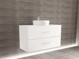 Corp Lavoar Baie EOS Suspendat 2 Sertare MDF Alb Lucios 100x60x45 cm   Mobilier Baie Modern, Premium, Configurabil si Personalizabil - Hulgo Mobili