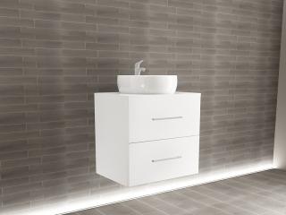 Corp Lavoar Baie EOS Suspendat 2 Sertare MDF Alb Lucios 60x60x45 cm   Mobilier Baie Modern, Premium, Configurabil si Personalizabil - Hulgo Mobili