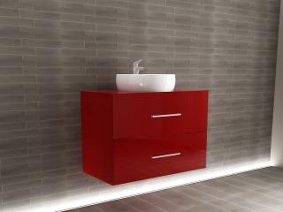 Corp Lavoar Baie EOS Suspendat 2 Sertare MDF Bordo Lucios 80x60x45 cm   Mobilier Baie Modern, Premium, Configurabil si Personalizabil - Hulgo Mobili