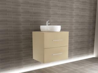 Corp Lavoar Baie EOS Suspendat 2 Sertare MDF Cappuccino Lucios 60x60x45 cm   Mobilier Baie Modern, Premium, Configurabil si Personalizabil - Hulgo Mobili