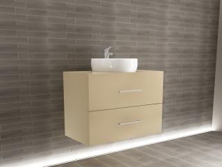 Corp Lavoar Baie EOS Suspendat 2 Sertare MDF Crappuccino Lucios 80x60x45 cm   Mobilier Baie Modern, Premium, Configurabil si Personalizabil - Hulgo Mobili