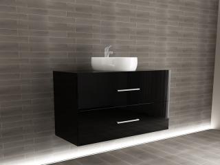 Corp Lavoar Baie EOS Suspendat 2 Sertare MDF Negru Lucios 100x60x45 cm   Mobilier Baie Modern, Premium, Configurabil si Personalizabil - Hulgo Mobili