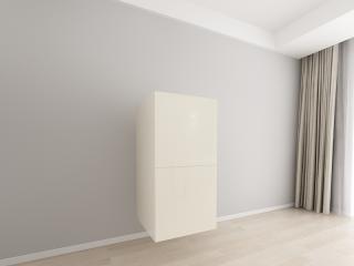 Corp Vertical 125 Adancime 57 cu 2 Usi - Evora MDF Crem Lucios   Modul Bucatarie Suspendat Premium Configurabil - Hulgo Mobili