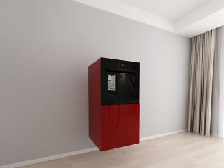 Corp Vertical 125 Adancime 57 pentru Cuptor Incorporabil si 1 Usa - Evora MDF Bordo Lucios   Modul Bucatarie Suspendat Premium Configurabil - Hulgo Mobili