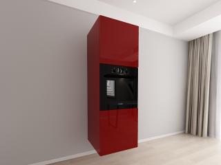 Corp Vertical 187 Adancime 57 pentru Cuptor Incorporabil si 2 Usi - Evora MDF Bordo Lucios   Modul Bucatarie Suspendat Premium Configurabil - Hulgo Mobili