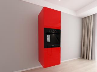 Corp Vertical 187 Adancime 57 pentru Cuptor Incorporabil si 2 Usi - Evora MDF Rosu Lucios   Modul Bucatarie Suspendat Premium ConfigurabilCorp Vertical 187 Adancime 57 pentru Cuptor Incorporabil si 2