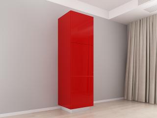 Corp Vertical 210 cu 3 Usi Adancime 57 MDF Rosu Lucios - Blanca   Modul de Bucatarie Premium Configurabil - Hulgo Mobili