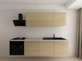 Evora 1 MDF Crappuccino Lucios - Set Mobila Bucatarie Modulara Moderna MDF 3.6m Premium Configurabila Deschidere Prin Apasare Fara Manere Push to Open Design Integral Suspendat Personalizabil - Hulgo