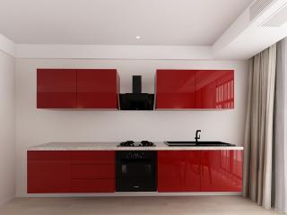 Evora 2 MDF Bordo Lucios - Set Mobila Bucatarie Modulara Moderna MDF 3m Premium Configurabila Deschidere Prin Apasare Fara Manere Push to Open Design Integral Suspendat Personalizabil - Hulgo Mobili