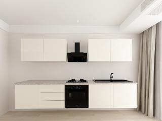 Evora 2 MDF Crem Lucios - Set Mobila Bucatarie Modulara Moderna MDF 3m Premium Configurabila Deschidere Prin Apasare Fara Manere Push to Open Design Integral Suspendat Personalizabil - Hulgo Mobili