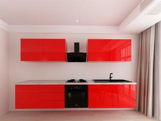 Evora 2 MDF Rosu Lucios - Set Mobila Bucatarie Modulara Moderna MDF 3m Premium Configurabila Deschidere Prin Apasare Fara Manere Push to Open Design Integral Suspendat Personalizabil - Hulgo Mobili