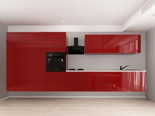 Evora 7 MDF Bordo Lucios - Set Mobila Bucatarie Modulara Moderna MDF 4.2m Premium Configurabila Deschidere Prin Apasare Fara Manere Push to Open Design Integral Suspendat Personalizabil - Hulgo Mobili