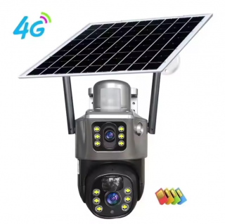 Camera de supraveghere video,  4G,  model V380 Pro, rezolutie 8MP, 4K, cu Panou Solar inclus, card cadou de 128GB