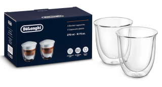 DeLonghi set 2 pahare cappuccino de sticla termorezistenta, perete dublu, 2x270ml