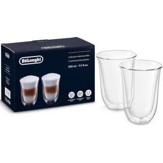 DeLonghi set 2 pahare latte de sticla termorezistenta, perete dublu, 2x330ml