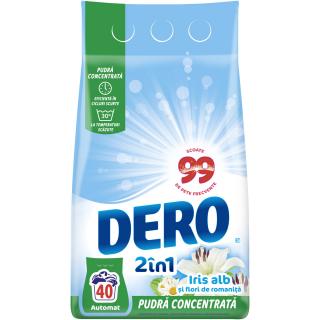 Dero Detergent automat, 3 kg, 40 spalari, 2in1 Iris alb si flori de romanita