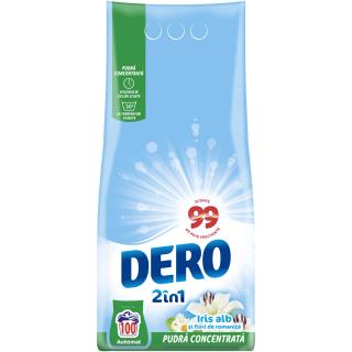 Dero Detergent automat, 7.5 kg, 100 spalari, 2in1 Iris alb si flori de romanita