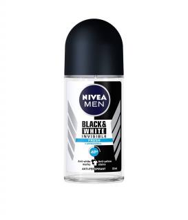 Nivea Deodorant Roll-on, Barbati, 50 ml, Invisible Black  White Fresh