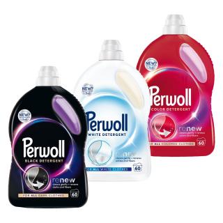 Pachet promo 3 x Perwoll Detergent lichid, 3L, 60 spalari, Renew Black  White  Color